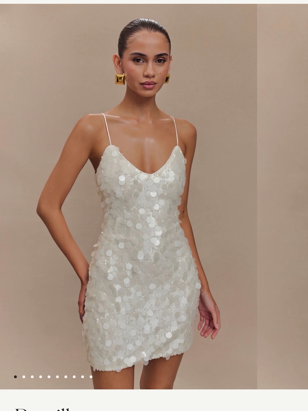 Meshki Pearl Sequin Slip Mini Dress - Ivory